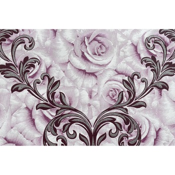 Tapet de vinil semilavabil purpuriu flori, pentru living, bucatarie sau dormitor tratat antibacterian/antimucegai, 5.33m2/rola - MallDeco 0980-3 Tapet de vinil semilavabil purpuriu flori, pentru living, bucatarie sau dormitor tratat antibacterian/antimucegai, 5.33m2/rola - MallDeco 0980-3