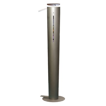 Dispenser lichid dezinfectant pentru maini, prindere in pardoseala, actionare cu pedala, h=100cm, din inox medical Dispenser lichid dezinfectant pentru maini, prindere in pardoseala, actionare cu pedala, h=100cm, din inox medical