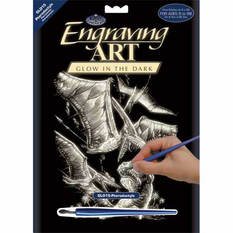 Set gravura cu efect fosforescent, Royal Langnickel, Pterodactyl