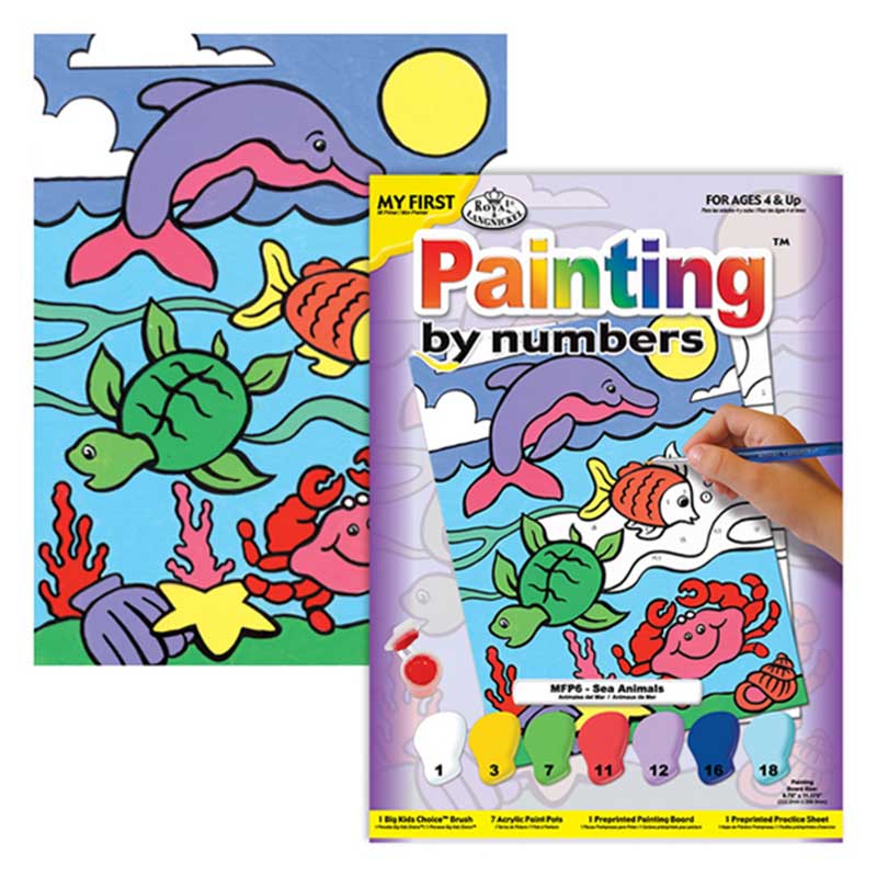 Set pictura pe numere pentru copii, MFP06 Animale Marine