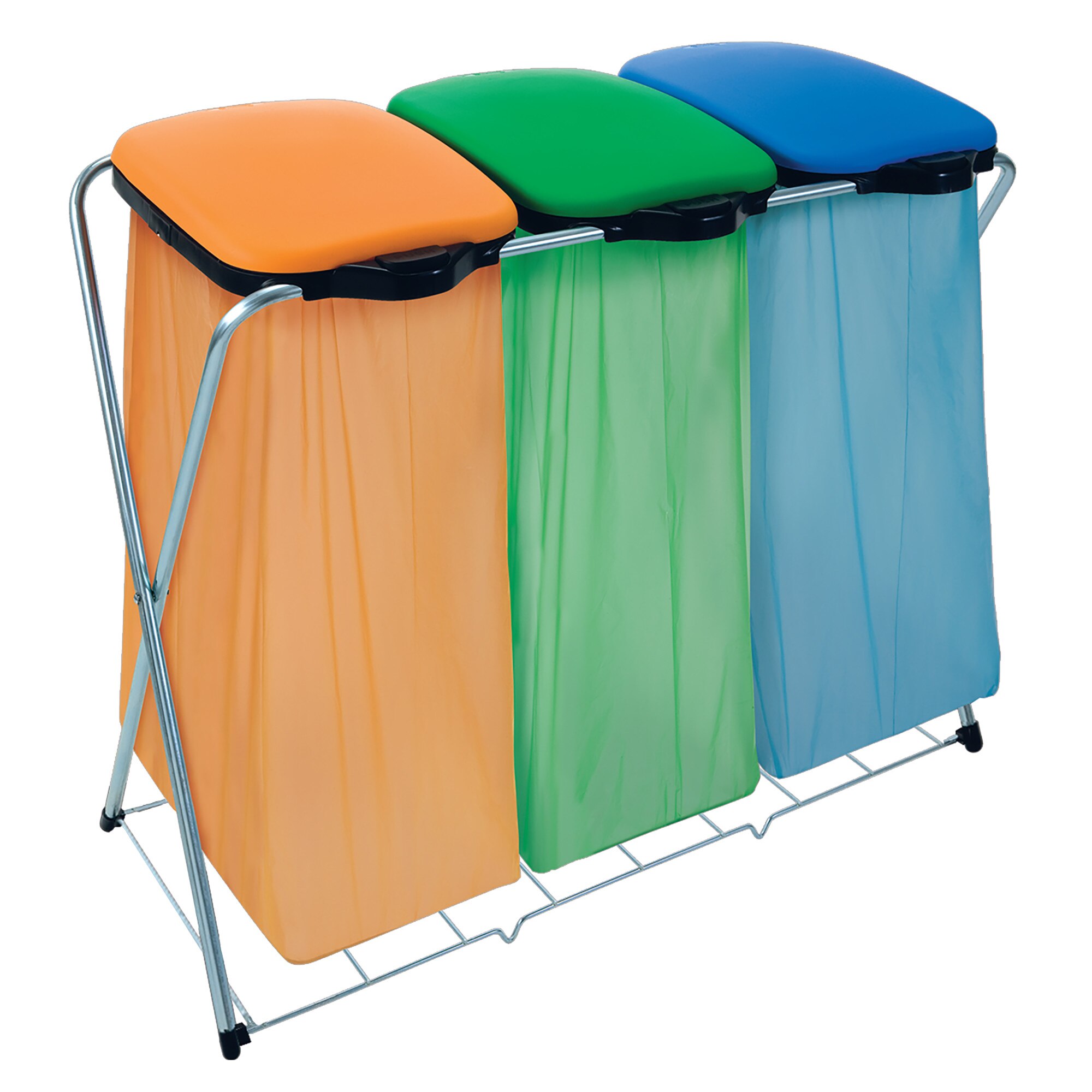 Suport pentru saci de gunoi “GRID MATIK 3”, cm 96 x 46 x 84-h, deschidere cu buton, cu grila suport din metal, pentru saci de la 20 l la 130 l, pentru colectare selectiva