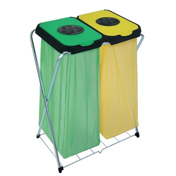 Suport pentru saci de gunoi “EKO LIFE 2”, cm 66 x 42 x 82-h, cu clapeta rotunda cu arc, cu grila suport din metal, pentru saci de la 20 l la 130 l, pentru colectare selectiva Suport pentru saci de gunoi “EKO LIFE 2”, cm 66 x 42 x 82-h, cu clapeta rotunda cu arc, cu grila suport din metal, pentru saci de la 20 l la 130 l, pentru colectare selectiva