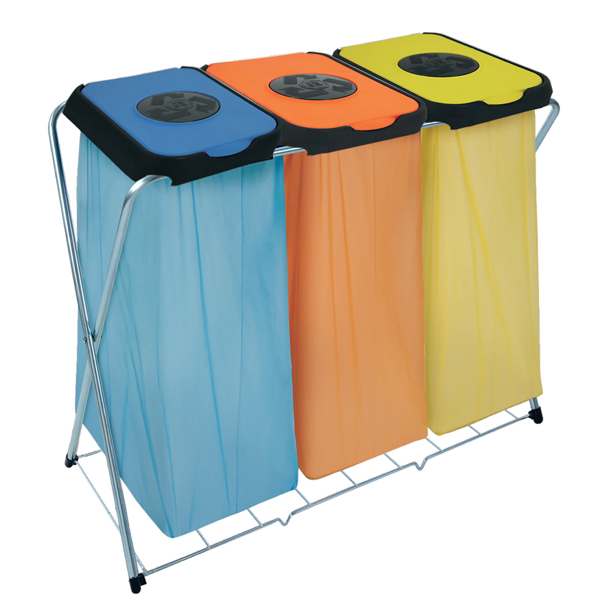 Suport pentru saci de gunoi “EKO LIFE 3”, cm 96 x 42 x 82-h, cu clapeta rotunda cu arc, cu grila suport din metal, pentru saci de la 20 l la 130 l, pentru colectare selectiva