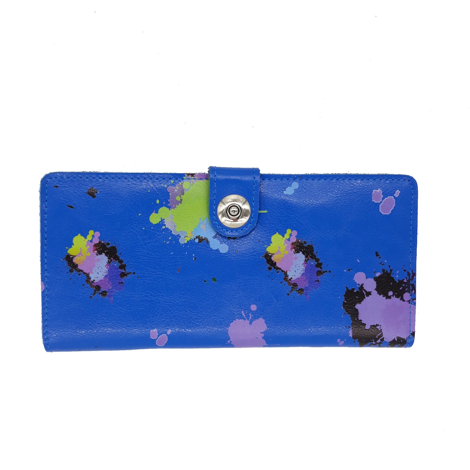 Portofel dama, din piele naturala, albastru marin, dimensiune 9x19 cm