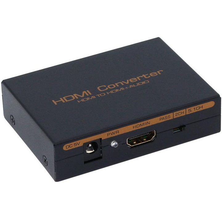 HDMI audio leválasztó, digitális analóg adapter TOSLINK, 2RCA sztereó kivetítő átalakító, HDMI Audio extractor