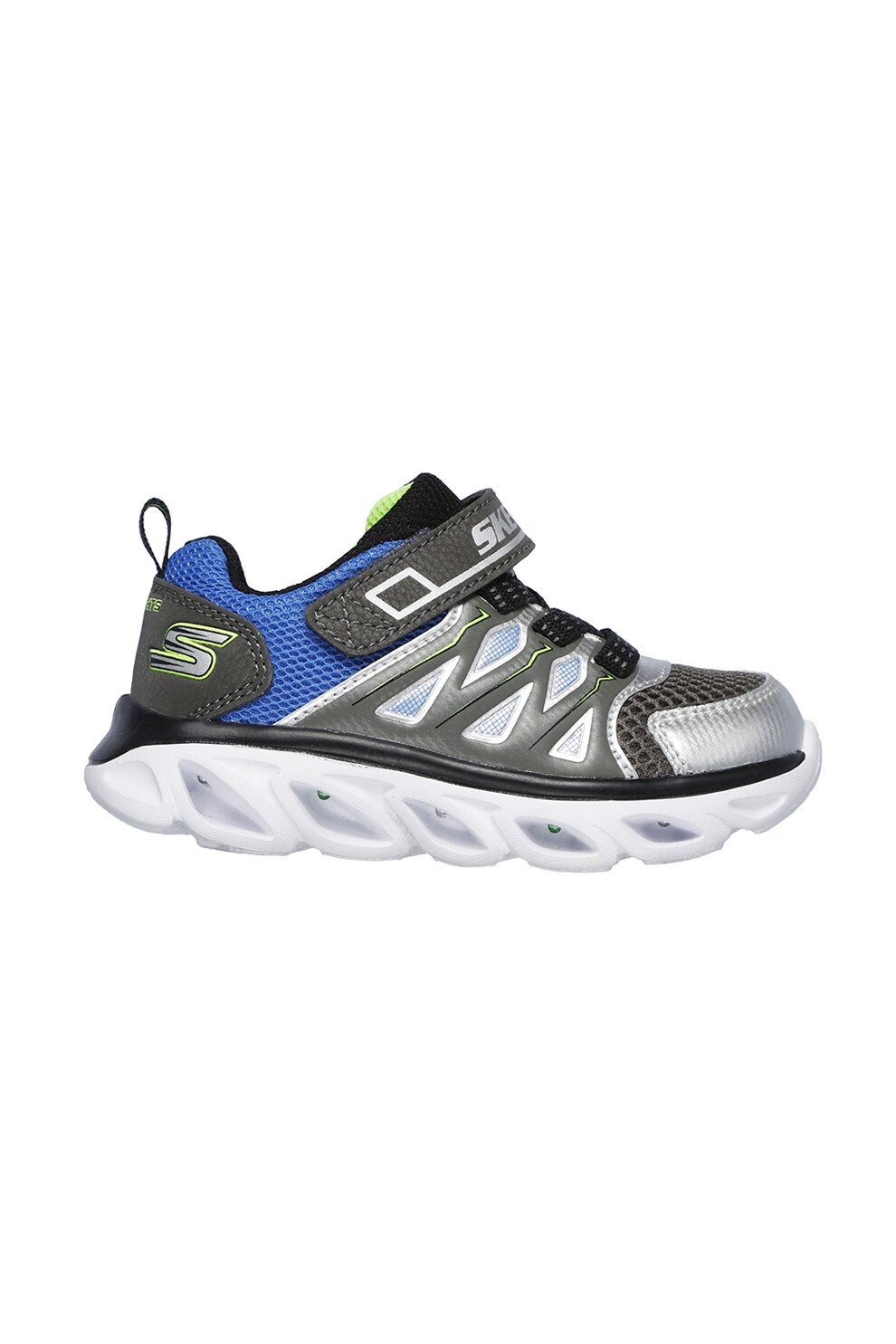 Skechers, Pantofi sport cu insertii de plasa Hypno Flash, Argintiu/Albastru, 21 EU