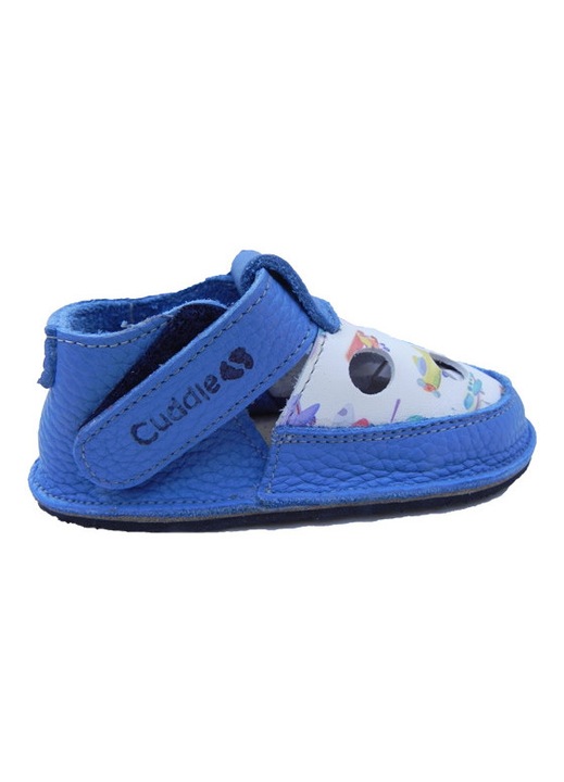Sandale copii, Cuddle Shoes Planes, Piele naturala, Alb/Albastru