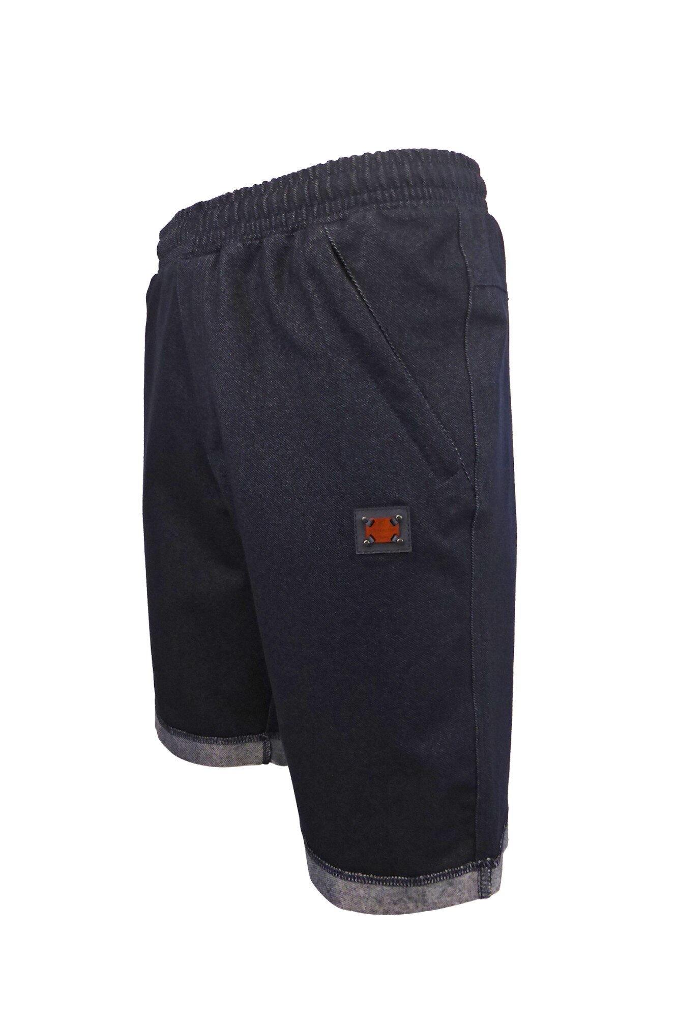 Bermude barbat, albastru stil denim cu 2 buzunare laterale cu fermoare si 1 buzunar pe spate