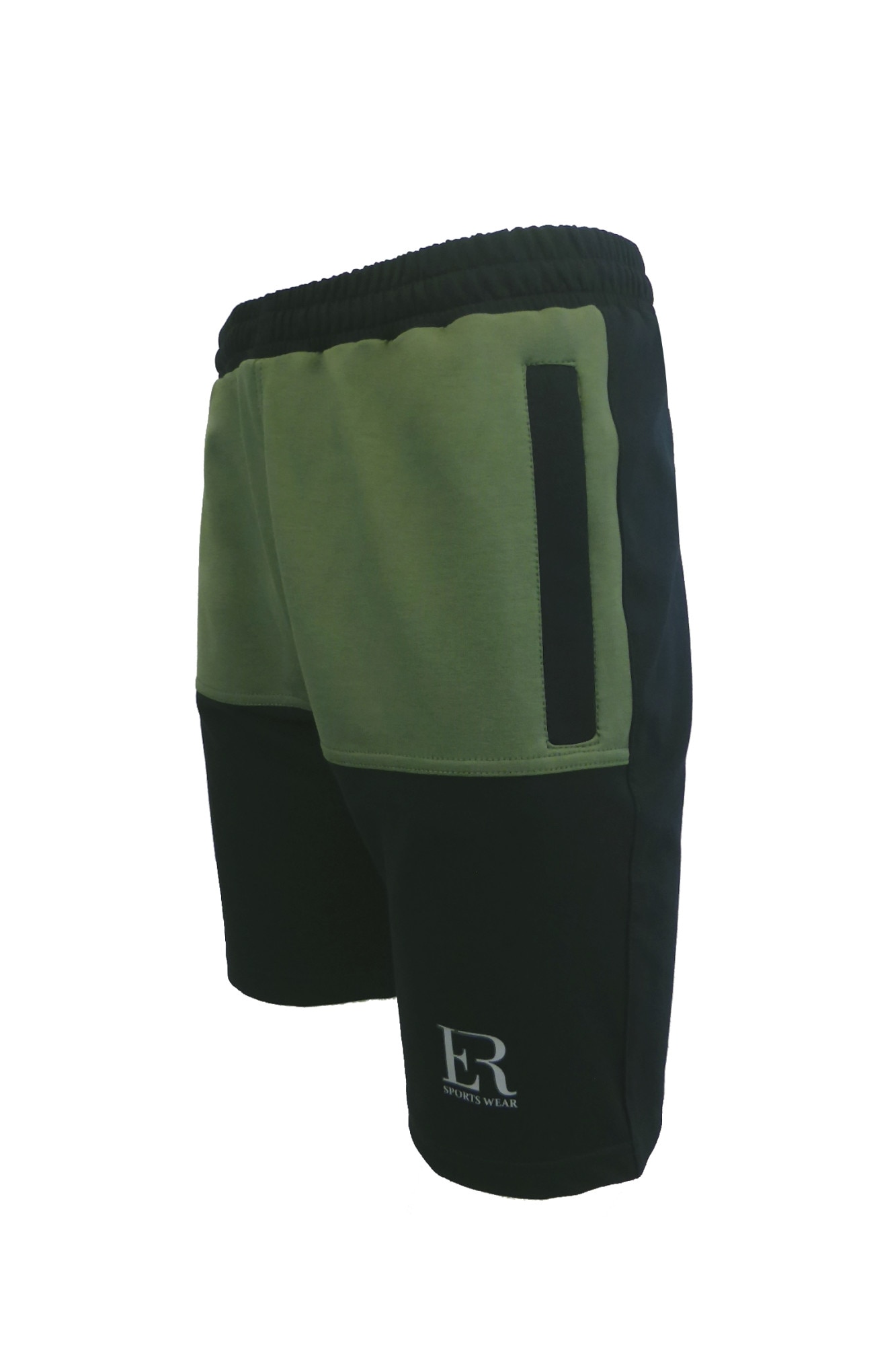 Bermude barbat, albastru / kaki, 2 buzunare laterale cu fermoare