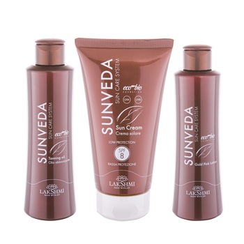 Set 3 produse bio organice protectie solara, Lakshmi, crema cu protectie solara scazuta 8spf 150ml, ulei accelerator bronzare 200 ml si lotiune dupa plaja pentru hidratarea pielii  Set 3 produse bio organice protectie solara, Lakshmi, crema cu protectie solara scazuta 8spf 150ml, ulei accelerator bronzare 200 ml si lotiune dupa plaja pentru hidratarea pielii
