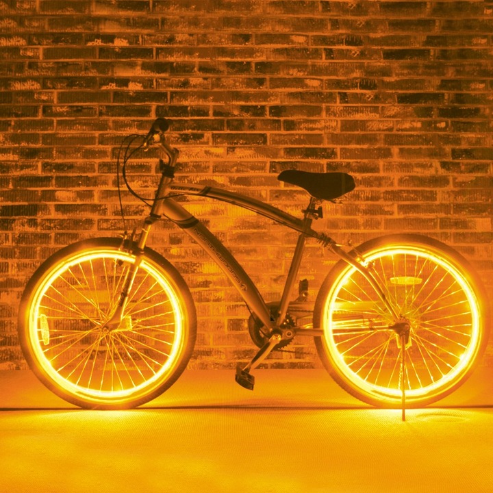 Kit luminos tuning roti bicicleta, Galben, fir El Wire flexibil, ProCart