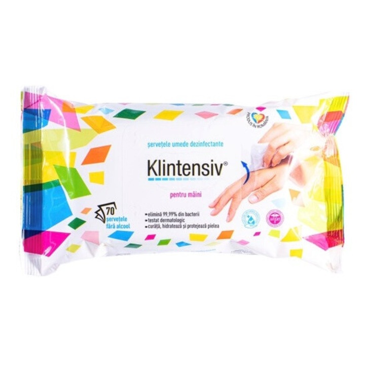Servetele Dezinfectante pentru maini - 70 Bucati/ pachet - Klintensiv