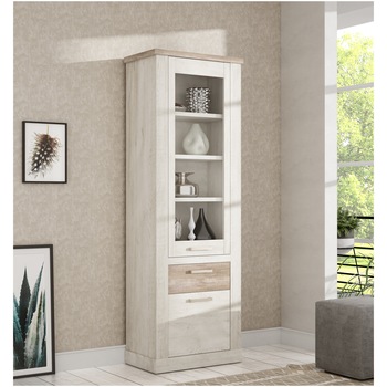 Vitrina inalta Kring Nibe, 71 x 212 x 41 cm , alb antic Vitrina inalta Kring Nibe, 71 x 212 x 41 cm , alb antic