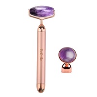 amethyst quartz roller 2in1 by erfello cu vibratii pentru masaj facial si corporal lifting tratament facial masaj corporal drenaj limfatic  stimulare circulatie - amethyst quartz jade roller imagen 5_0_
0