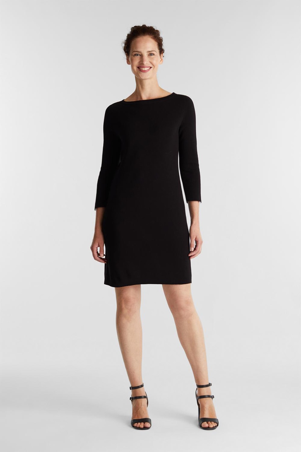 Esprit, Rochie mini cu croiala dreapta, Negru, L