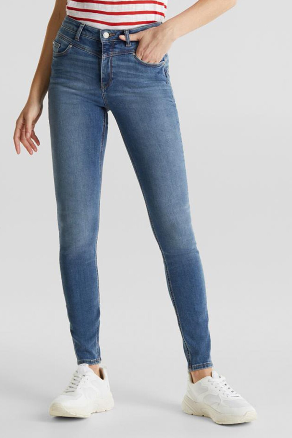 Esprit, Blugi skinny cu talie inalta