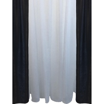 Set 2 draperii si perdea brodata Black&White Liz Line, 2 draperii 140x245 cm + 1 perdea 300x245 cm, poliester, negru / alb Set 2 draperii si perdea brodata Black&White Liz Line, 2 draperii 140x245 cm + 1 perdea 300x245 cm, poliester, negru / alb