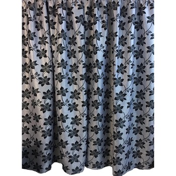 Set 2 draperii black-out cu rejansa Flowers Liz Line, 2 x 140x245 cm, poliester, gri / negru