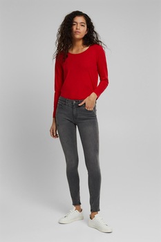 EDC by Esprit, Blugi slim fit din amestec de bumbac organic si lyocell, Gri inchis, W29-L30 EDC by Esprit, Blugi slim fit din amestec de bumbac organic si lyocell, Gri inchis, W29-L30