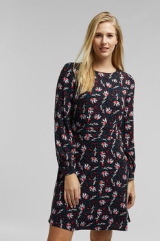 EDC by Esprit, Rochie mini cu imprimeu floral, Negru/Rosu/Verde EDC by Esprit, Rochie mini cu imprimeu floral, Negru/Rosu/Verde