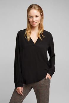 Esprit, Bluza vaporoasa cu decolteu in V, Negru Esprit, Bluza vaporoasa cu decolteu in V, Negru