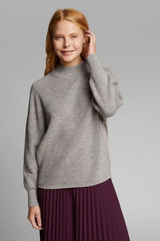 Esprit, Pulover lejer cu guler scurt, Gri Esprit, Pulover lejer cu guler scurt, Gri