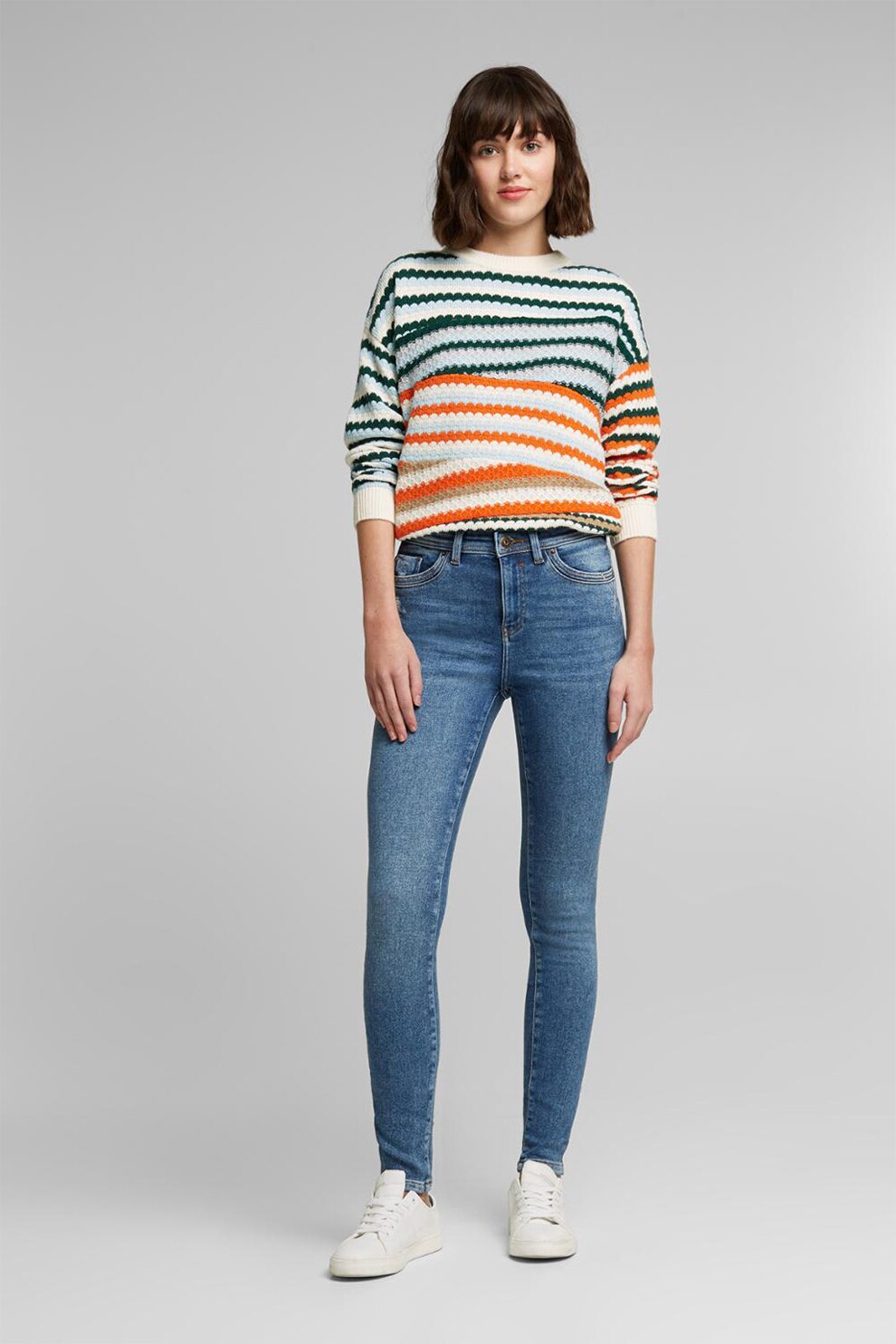 EDC by Esprit, Blugi skinny cu talie inalta, Albastru