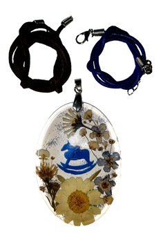 Colier mama si copilul, Delirium, flori naturale, albastru, maro, unicat Colier mama si copilul, Delirium, flori naturale, albastru, maro, unicat