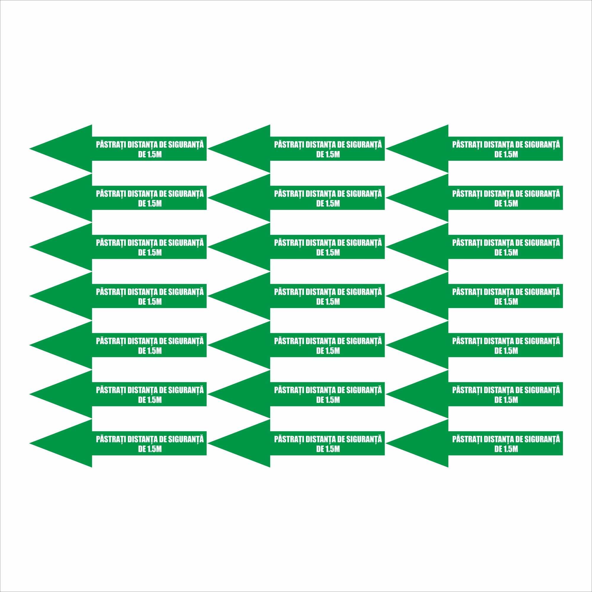 Set 21 stickere sageti, Orafol. podea, Pastreaza distanta, 300mm x 82mm