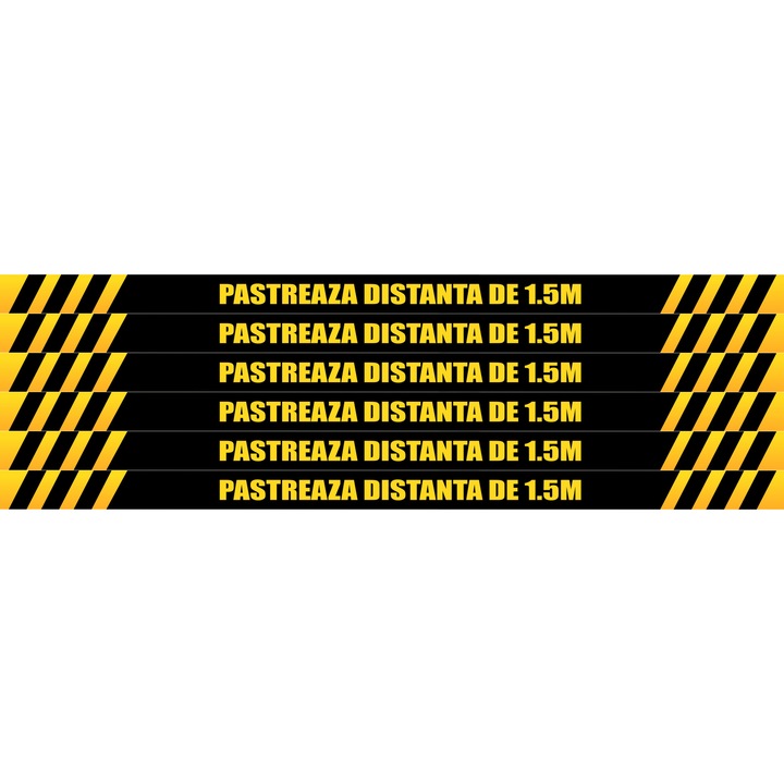 Set 6 stickere, Orafol, tip banda, podea Pastreaza distanta, 1000x50 mm
