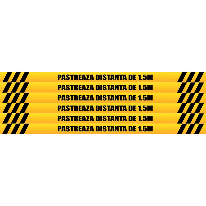 Set 6 stickere podea, Orafol, Pastreaza distanta, 1000x50 mm