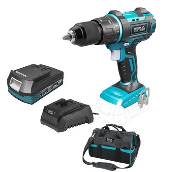 Masina de gaurit / insurubat fara perii cu impact Dedra SAS + ALL DED7042, 2Ah 18V Plus geanta scule Masina de gaurit / insurubat fara perii cu impact Dedra SAS + ALL DED7042, 2Ah 18V Plus geanta scule