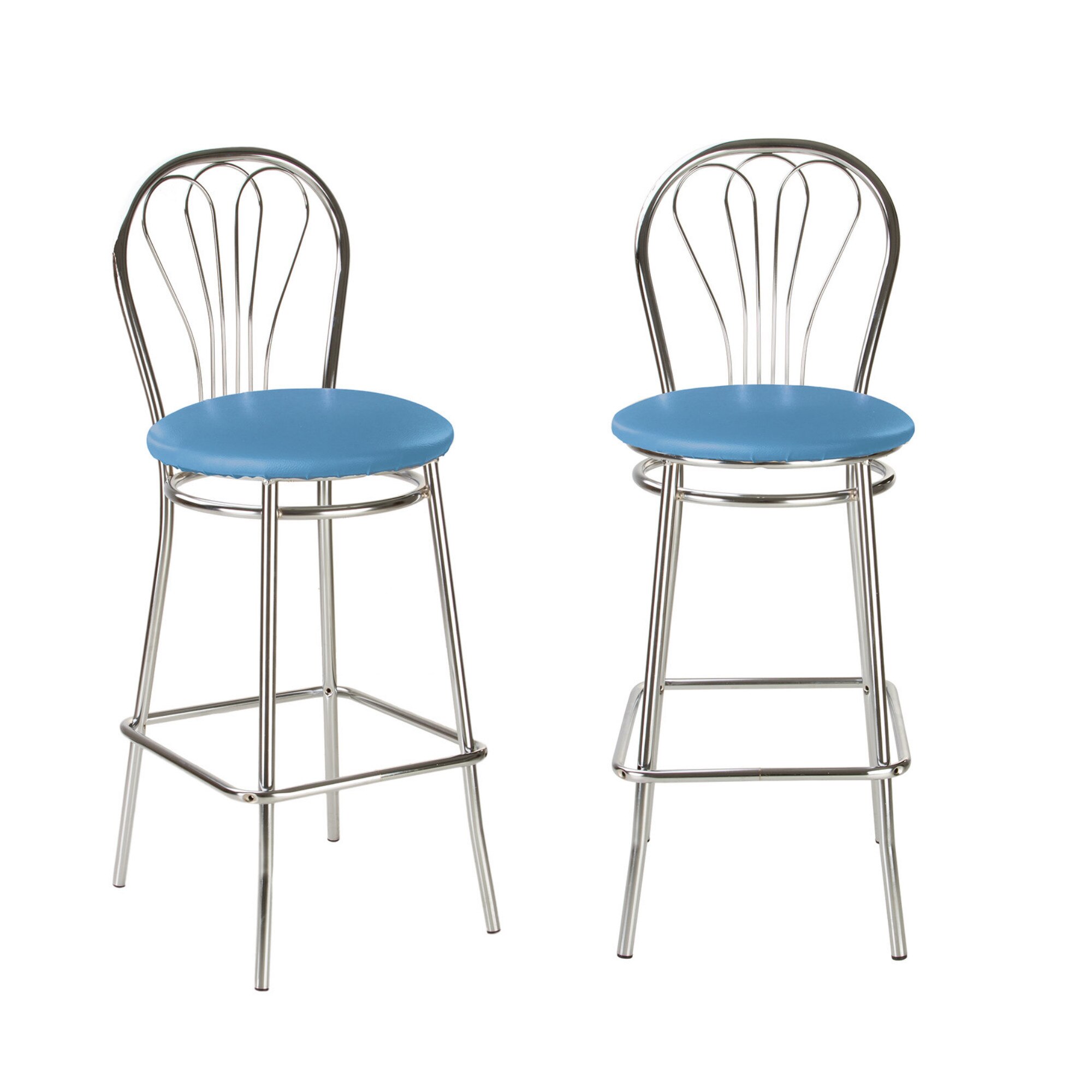 Set 2 scaune de bar VENUS Hoker, Albastru deschis piele ecologica