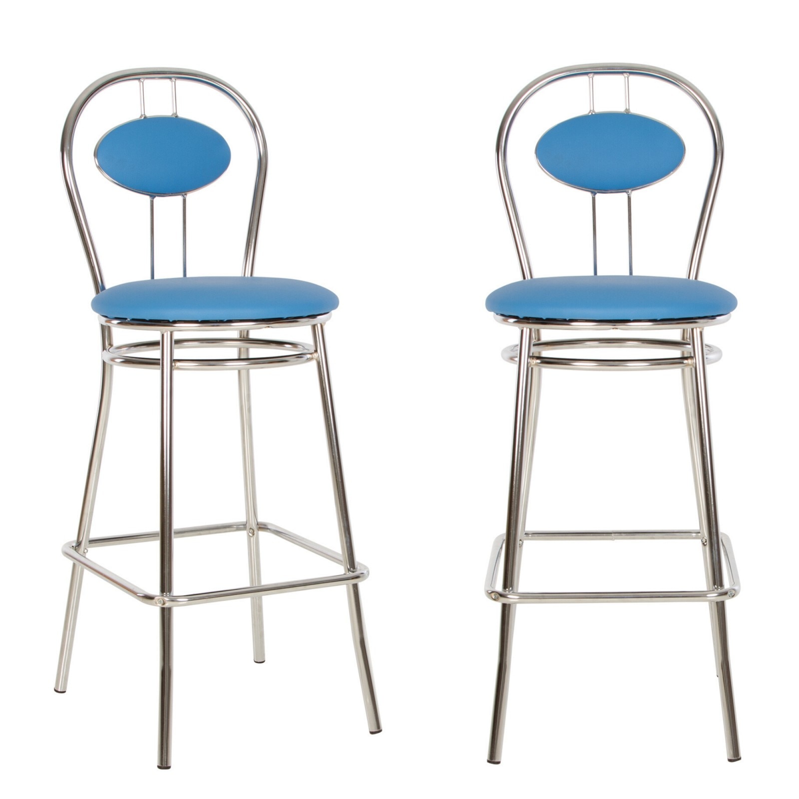 Set 2 scaune de bar TIZIANO Hoker, Albastru deschis piele ecologica