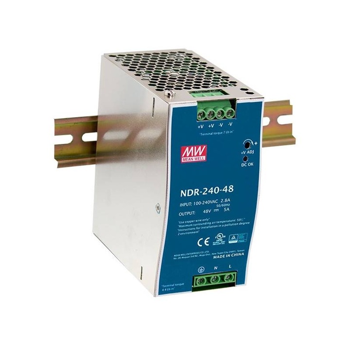 Sursa de alimentare in comutatie, 48V / 5A, sina DIN - MEAN WELL NDR-240-48