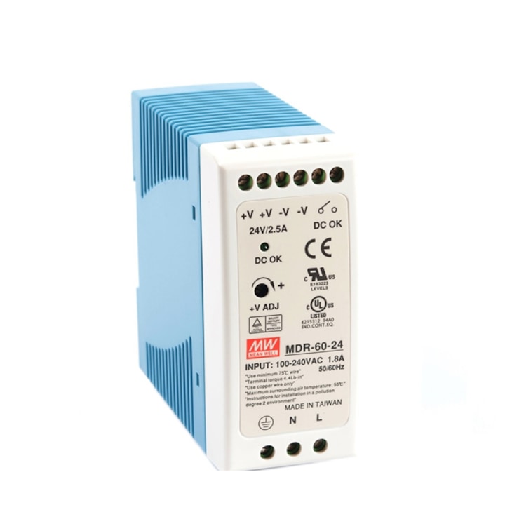 Sursa in comutatie Mean Well MDR-60-12, 12V/5A, sina DIN