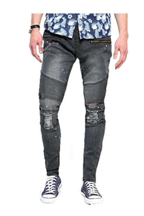 Jack South London férfi farmernadrág, vékony, csíkos megjelenés a mandzsettában, szürke, W32-L30