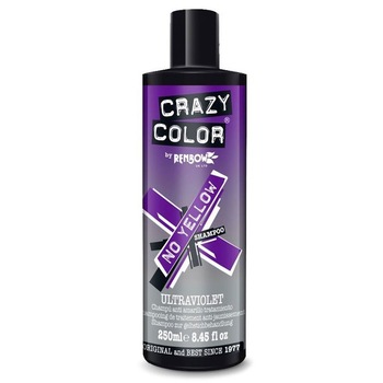 Sampon tratament nuantator, Ultraviolet, CRAZY COLOR No Yellow Shampoo, pentru par blond sau gri, 250 ml Sampon tratament nuantator, Ultraviolet, CRAZY COLOR No Yellow Shampoo, pentru par blond sau gri, 250 ml