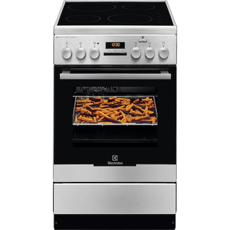 Aragaz Electrolux EKI54970OX, Plita vitroceramica, 4 zone de gatit, Grill, SteamBake, AirFry, Autocuratare catalitica, Clasa A, 50 cm, Inox