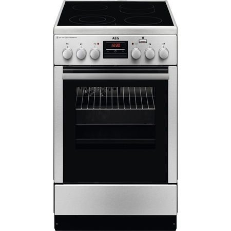 Aragaz AEG CCB56471BX, Plita vitroceramica, 4 zone de gatit, Grill, SteamBake, AirFry, Clasa A, 50 cm, Inox