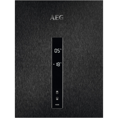 Хладилник с фризер AEG RCB732E5MB, 324 л, NoFrost, Display, Клас A++, В 186 см, Инокс/Черен