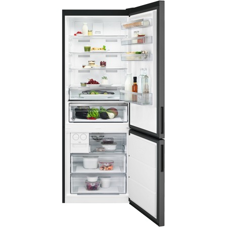 Хладилник с фризер AEG RCB646E3MB, 461 л, NoFrost, Сензорен контрол, Клас E, H 192 см, Inox/Черен
