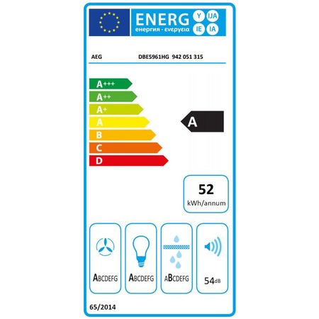 Hota incorporabila decorativa AEG DBE5961HG, Putere de absorbtie 700 mc/h, 1 motor, Conectivitate plita, Touch control, 90 cm, Inox