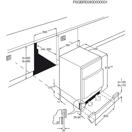 Congelator incorporabil AEG ABB682F1AF, 95 l, Control electronic, Clasa A+, H 82 cm, Alb