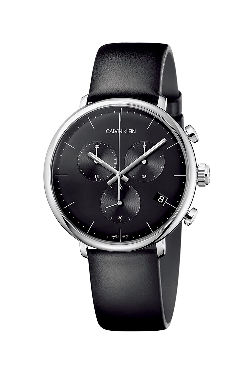 Calvin Klein, Ceas cronograf cu o curea de piele, Negru