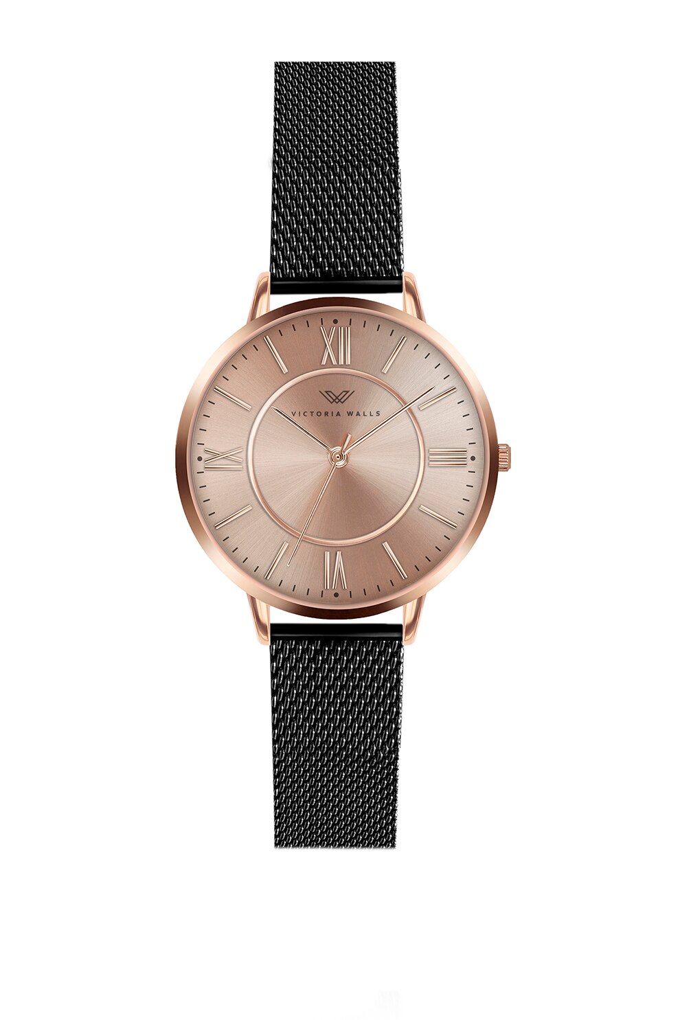 Victoria Walls, Ceas quartz cu logo pe cadran, Negru/Auriu rose
