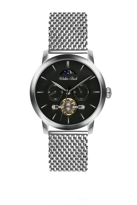 Walter Bach, Автоматичен часовник с мрежеста верижка, Сребрист / Черен