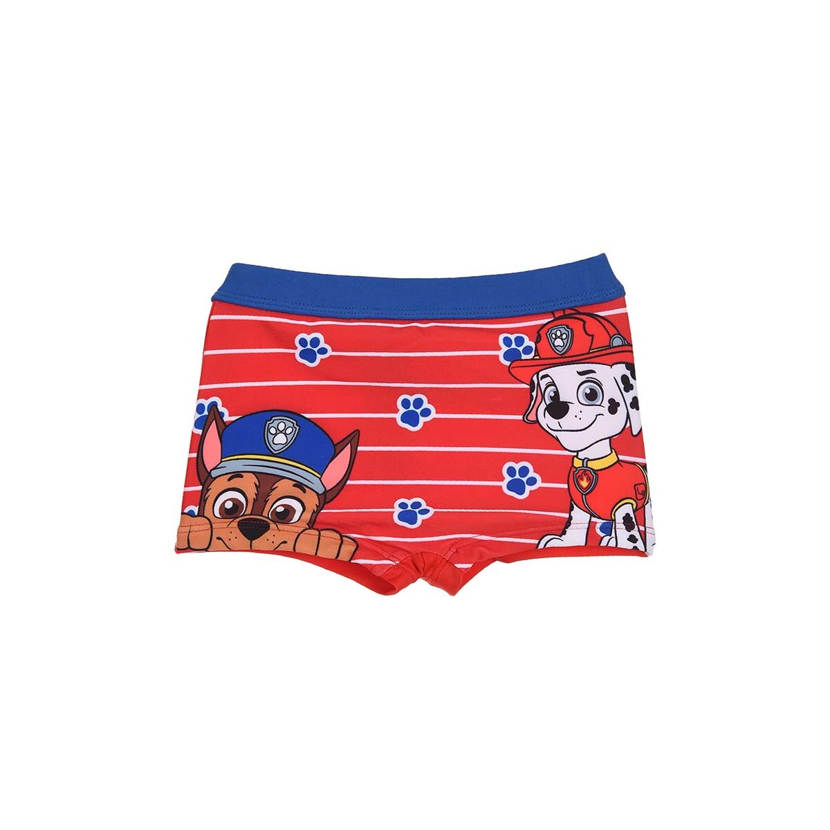Boxeri de baie baieti, Paw Patrol, cu labute si dungi, rosu
