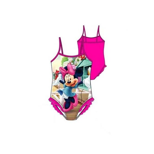 Costum de baie, Minnie Mouse, pentru fetite, Fuchsia, roz inchis