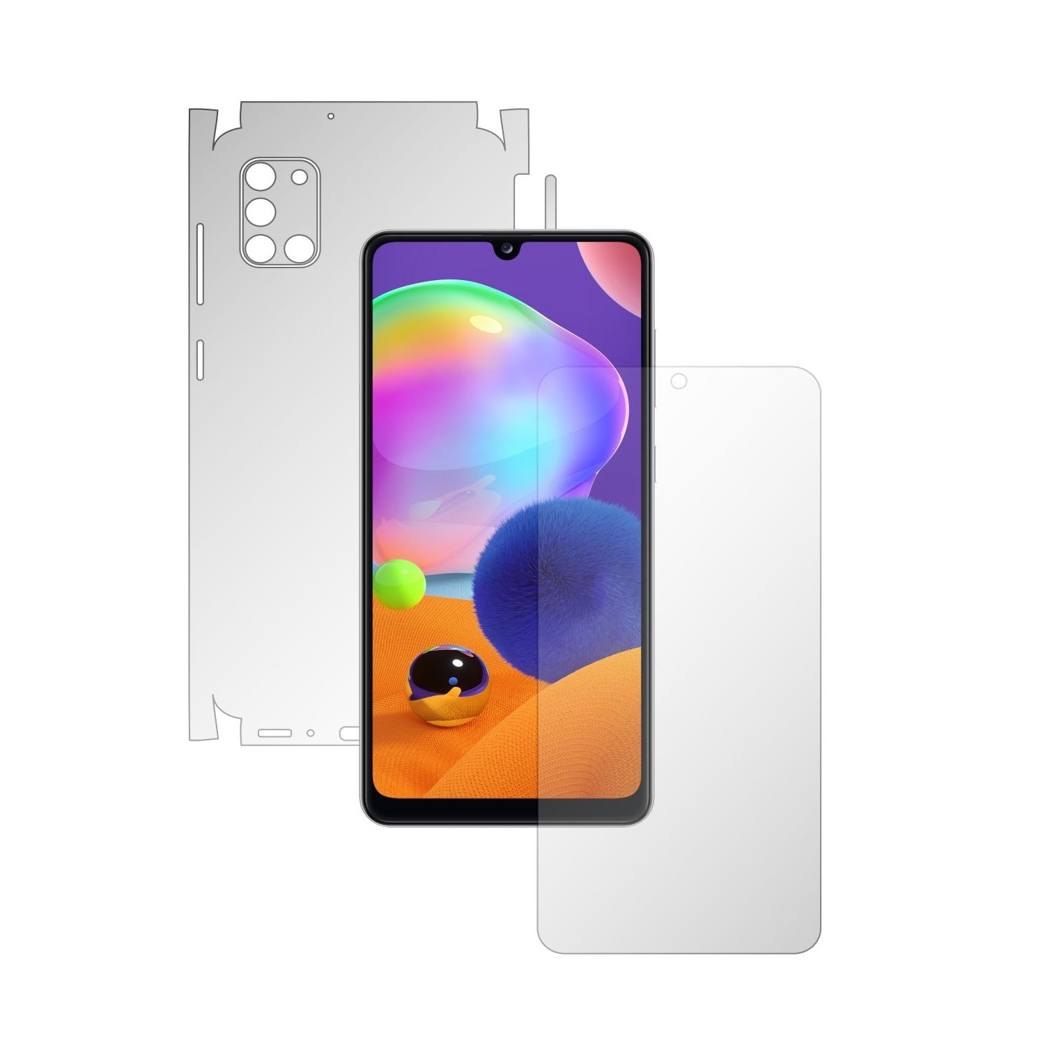 Folie Full Body Invisible Skinz UHD AutoRegeneranta pentru Samsung Galaxy A31 - Folie Protectie Siliconica Ultra-Clear cu taiere 360 Cut pentru Ecran, Carcasa Spate si Laterale, Skin Adeziv Transparent
